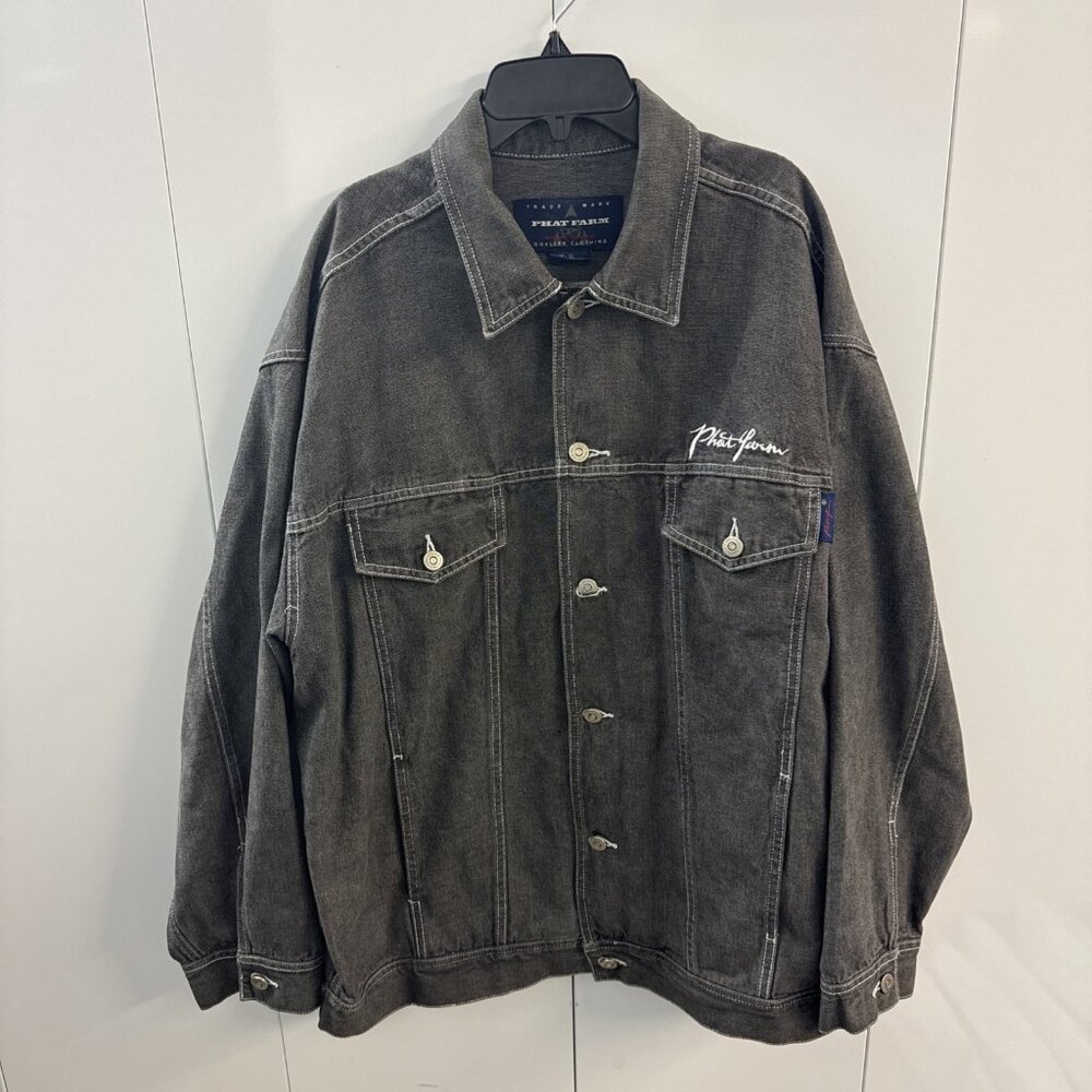 Phat Farm Men’s Gray Denim Jean Jacket XL L Dark Wash All Labels Intact